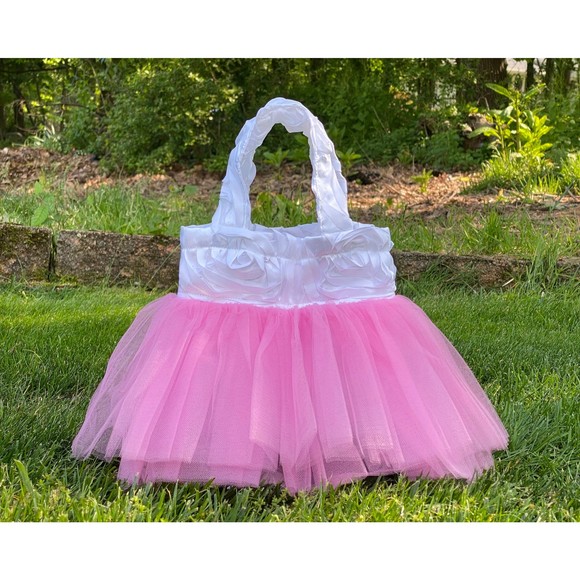 Princess Tote, Bridal Tote, White Pink Tutu Tote Bag, Flower Girl Tote, Ballet - Picture 1 of 4